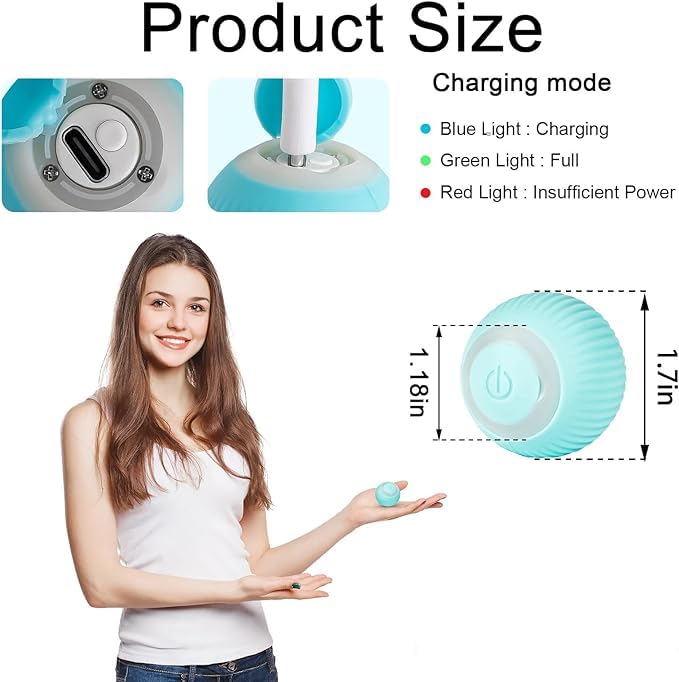 Cat Ball Toy, Automatic 360° Self-Rotating Rolling Ball with USB Rechargeable Moving, Lighting, Pet Exercise Kitten and Dog Playing Smart Cat Toy (Multicolor)